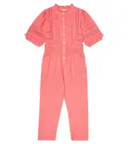 [Tartine et Chocolat] Tartine et Chocolat Embroidered linen jumpsuit Y 8 pink