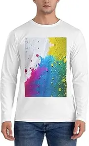 [GaxfjRu] Paint Splatter Backdrop Print Casual Crewneck Lightweight Sweater Men's Long Sleeve Shirts, Sizes S-3X