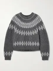 [Nili Lotan] Nili Lotan - Arleth Fair Isle Alpaca-blend Sweater - Gray - small small Gray