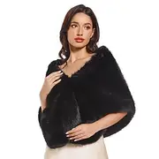 Faux Fur Wedding Shawl Wrap for Women Thick Scarf Winter Warm Outerwear Double Hook