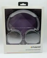 Polaroid High-Definition Headphones Microphone Adjustable Padded Ear Cups Silver