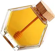 HEALEEP Clear Honey Pot with Lid and Dipper Glass Jam Jar for Home Kitchen Use for Honey Storage and Serving