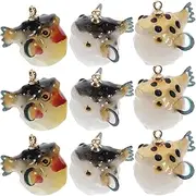 TEHAUX 12Pcs Resin Small Goldfish Puffer Pendant puffer pendants jewelry findings charms globefish pendants fish bracelet charms fish necklace charms sea life beads bulk supplies