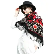 ANYYOU 100% Pure Merino Wool Black Poncho Winter Large Scarf Pashmina Shawl Bandana Neck Wrap For Women