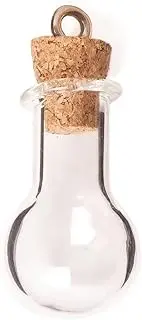 [INNSPIRO] Pendant Glass Round Bottle Transparent with Cork Stopper 14 x 28 mm, 14 x 28 mm, Glass, No Gemstone, 14x28mm., Glass, No Gemstone