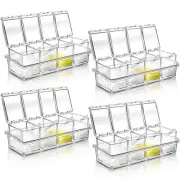 4 Pieces Clear Seasoning Box with Spoon 16 Pieces Kitchen Spice Pots Acrylic ...