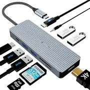 SUTOUG 10 in 1 USB C Hub Docking Station with 4K HDMI,USB-C Data Transfer Port, 2* USB3.0 Type-A, 2* USB 2.0 Type-A, SD/TF Card Reader, 3.5mm Stereo Jack for Mac OS & Windows