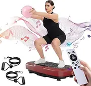 Vibration Plate, Vibration Plate for Lymphatic Drainage, Whole Body Workout Vibration Platform Machine for Weight Loss, Home Gym Fitness Exercise Equipment w/Pilates Ball Built-in Music