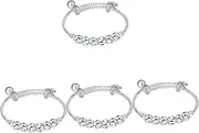 SEWACC 4pcs Adjustable Baby Bangle Bell Charm Fashion Jewelry for Boys Girls Toddler Bangle Bracelet Baby Shower Present