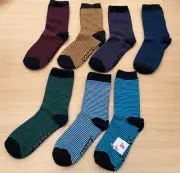 Kangol 7 Pairs Junior Cotton Rich Socks uk 1-6 Multi Colour Stripe RRP £16.99