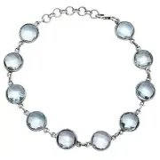 Premium Quality Sky Blue Topaz Checker Briolette 925 Silver Bracelet B-1001