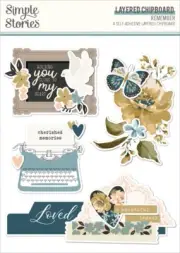 Remember Layered Chipboard Die-Cuts-4/Pkg