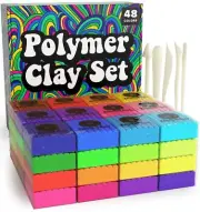 Oven Bake Polymer Clay Set, 48 Colors Modeling Clay Kit for Sculpting, Jewelr...