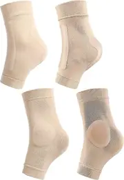 2 Pairs Padded Skate Socks Ankle Protector Ice Skating Boots Socks Skate Ankle Guards Ankle Sleeve Pad for Boots, Skates, Splints, Braces Beige