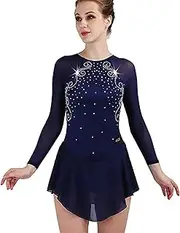 [Zagitova] Ice Figure Skating Dress for Girls Open Back Patchwork Women Competition Dance Outfits with Shiny Rhinestone
