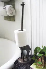 rustic cast iron giraffe paper towel holder