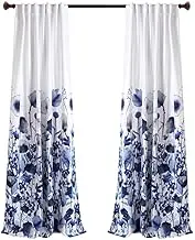 Lush Decor Lush DÉCOR, Navy Zuri Flora Curtains Room Darkening Window Panel Set for Living, Dining, Bedroom (Pair), 84” x 52