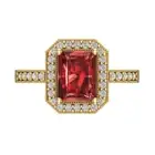 2.9Ct Emerald Cut Natural Garnet VVS1 Solid Gold Halo Engagement Promise Ring