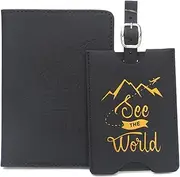 [CHUAN boutique] Anti-Magnetic Passport Holder Luggage Tag Set Leather Passport Book Travel ID Card Holder Airplane Passport Wallet