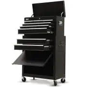 BULLET 8 Drawer Tool Box Cabinet Chest Storage, Toolbox Garage Organiser Set, Black