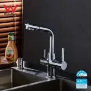 Premium 3 Way Kitchen Mixer Tap w/ Swivel RO Pure Drink Water Supply Spout Short
