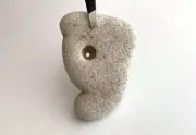 g-shaped (or e) Natural Holey Beach Rock Hag Stone Fairy Wish Initial Letter USA