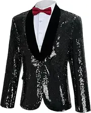 [Itdespln] Men's Sequins Suit Shiny Jacket Sparkly Blazer Glitter Clothes Party Tuxedo Prom Festival Costume