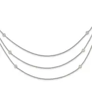 Sterling Silver Polished Multi Strand Cz W/2 In Ext Necklace