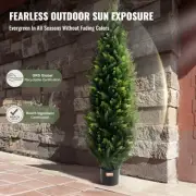 Artificial Cedar Topiary Tree 5 Feet Faux Plant Outdoor Indoor UV Resistant