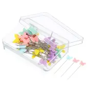 50Pcs Sewing Pins, Straight Pin with Flat Butterfly Head, Multicolor