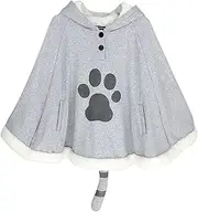 KINOMOTO Game Cat Atsume Hooded Cape Cosplay Costume Gray Cat Cotton Cloak Poncho