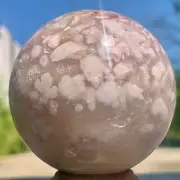 366G Natural Sakura Flower Agate QUARTZ Sphere Crystal Ball Healing