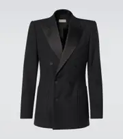 [Dries Van Noten] Dries Van Noten Double-breasted wool-blend tuxedo jacket AU 99 black
