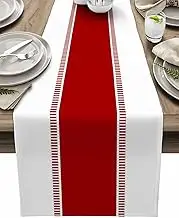 Futuregrace Red and White Table Runners 36 inches Long, Modern Stripes Table Runner Dresser Scarves,Non Slip Decortaive Table Runner Cover for Kitchen Dining Coffee Table Farmhouse Party Wedding