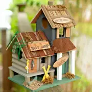 Bass Lake Lodge Wood Birdhouse Decor Home Yard Garden Bird Shelter Nest 10" H