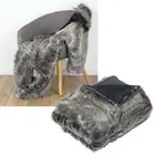 IDC Homewares Grey Wolf Faux Fur Throw Rug Blanket 125 x 150cm
