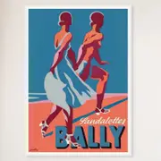 Galrie Bally Sandalettes Vintage 1950s Advertising Poster - Timeless Fashion Art Decor, White Frame, 70 x 100cm (28 x 40inch)