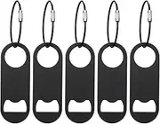 5 PACK Stainless Steel Flat Bottle Opener with Keychain- Bar Key-Beer Bottle Opener for Kitchen, Bar or Restaurant（Black）