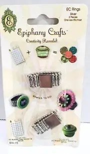 Epiphany Crafts Accessories Adjustable Stretch Band Rings Silver 2 Piece SFA-18