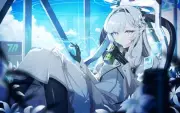 Anime girls drink gloves pointy ears flower in hair Playmat Game Mat Desk