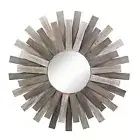 31.3" x 31.3" Rectangular Wooden Sunburst Wall Crystal Clear Mirror Brown