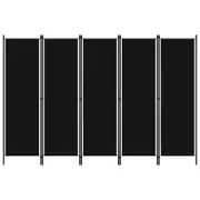 vidaXL 5-Panel Room Divider Black 250cm Folding Panel Privacy Screen Partition