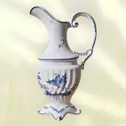 Vintage Large Ewer Pitcher Earthenware Balaco Moustiers hand painted faience new