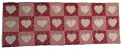 HEARTS ~ SQUARES BEADED TABLE RUNNER Pink Red White 13” X 36” NWT