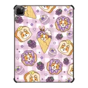 iPad Pro 12.9-inch (5th/6th gen) iPad Impact Case Cute Corgi Waffle Donut Sandwich with Grape Macaron - Kawaii Dog Anime Puppy with Purple Fruits & Sweet Foods Desserts