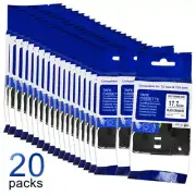 Heat Shrink Tube Label Tape For Brother P-Touch HSe-241 HS241 0.69" White 20Pack