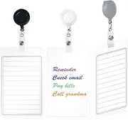DLUGOPIS 3 pieces 3”*5” Erasable notepad badge with Retractable Badge Reel or clip Dry-Erase Notepad Pocket Sized Erasable Notepad (Retractable)