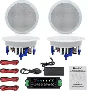 Herdio 5.25" Wall Mount Bluetooth Ceiling Speaker 600W Outdoor Kitchen 4Speakers