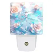 Dragonflies and Roses Custom LED Dusk to Dawn Night Light, Home Decor, Wall A...