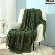 [CREVENT] Knitted Decorative Throw Blanket for Couch Sofa Chair Bed，Soft Warm Cozy Light Weight for Spring Summer Fall (127x152cm Midnight Green)